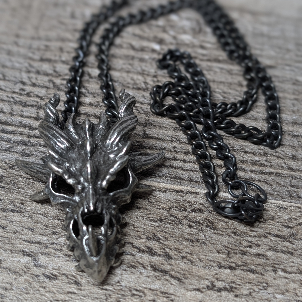 Alchemy Gothic Silver Dragon Pendant Necklace